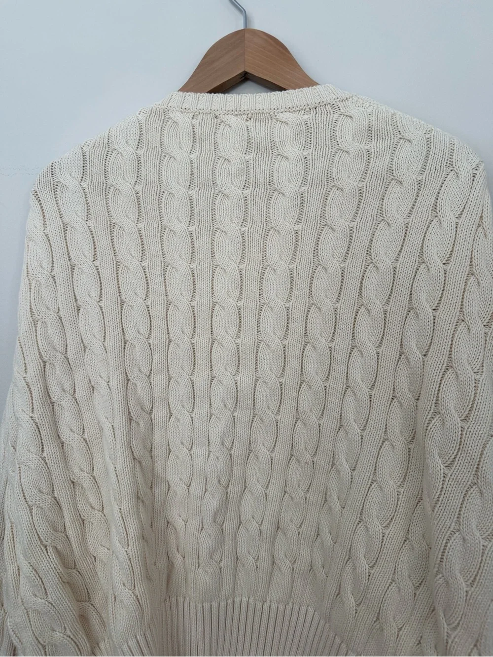 Polo Ralph Lauren Cable Knit Sweater Cream Cotton Size XXL 1967 Spellout Varsity